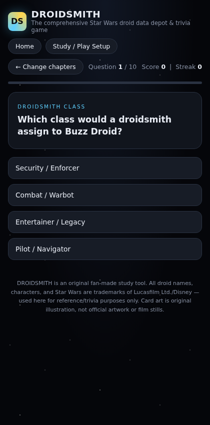 Trivia question screen
